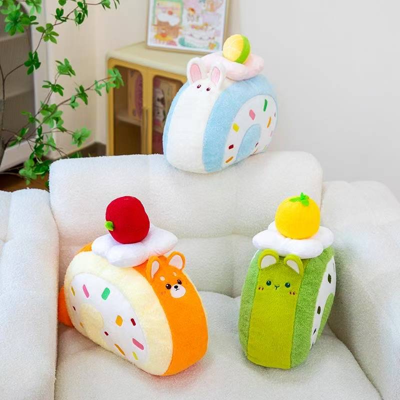 Newest Cake Roll Dessert Pillow Cushions Kawaii Stuffed Plush Toy Figure Doll Cartoon Anime Cute Kids Birthday Gift Doll