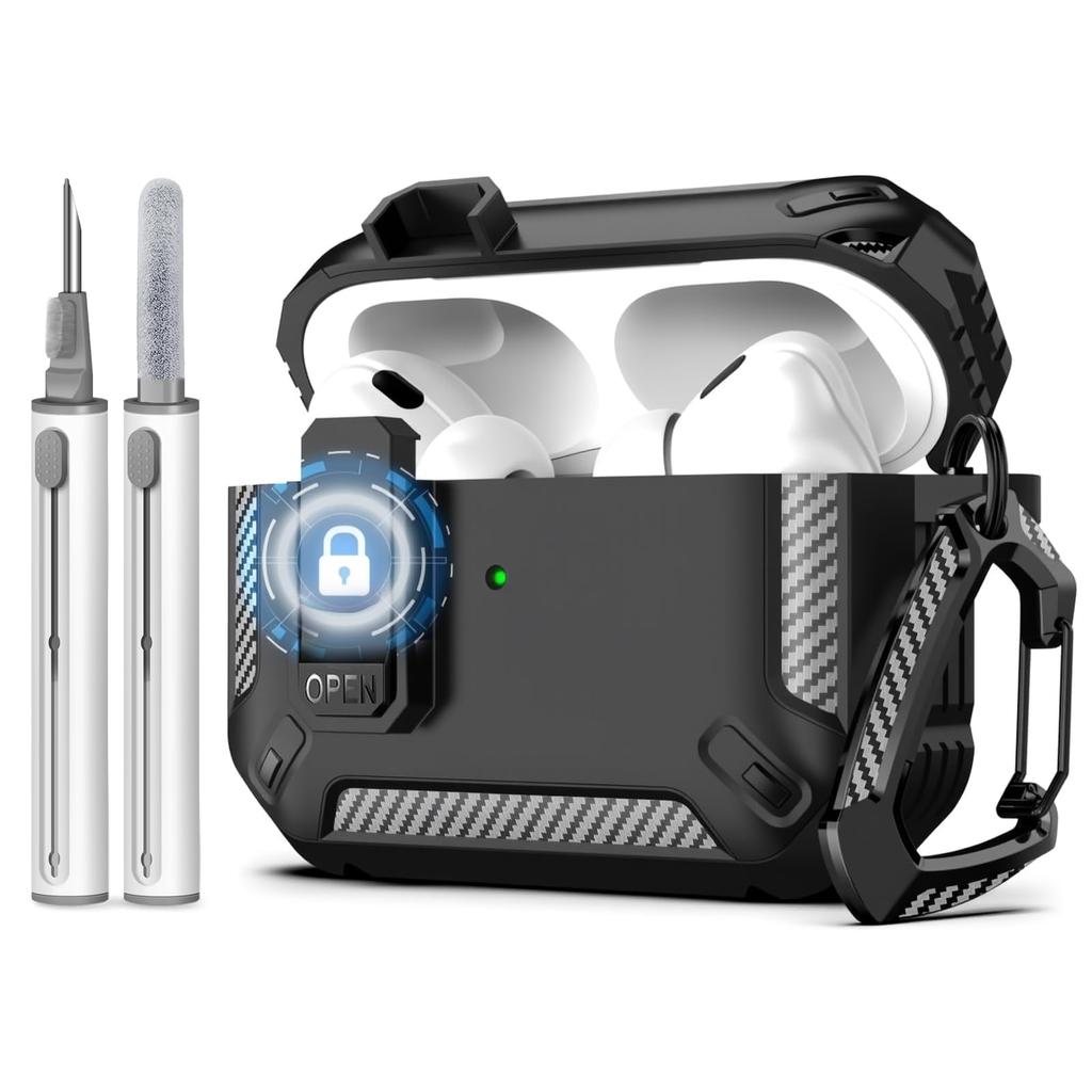 for Airpods Pro 3 Secure Lock Earphone Case Shockproof Hard Shell Full Protective Cover with Cleaning Pen for AirPods Pro 3