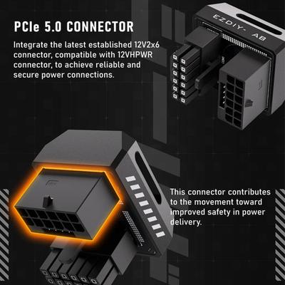Conector de Alimentación para GPU para Tarjeta Gráfica Serie RTX40 12VHPWR 16 pines en Ángulo de 180 Grados