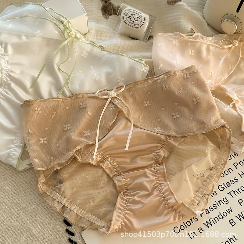 Ladies Sweet Sister Wind Lace Sexy Sweet Cute Sexy Pure Desire Wind Lace Mid Waist Briefs Underwear