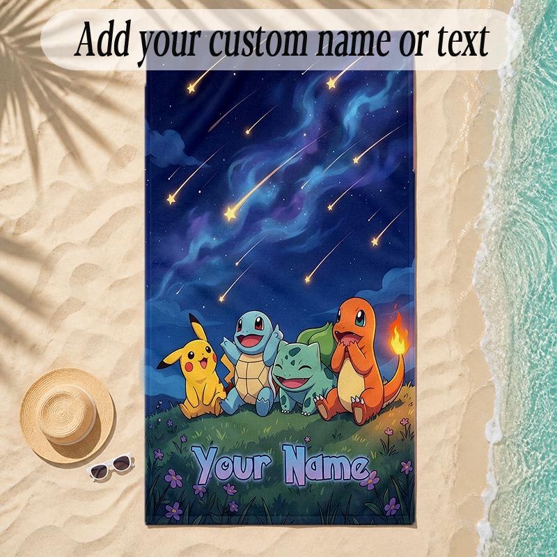 Beach TowelPokémon Custom Name Text Personalized Soft Towel for Beach Pool Indoor Home Decor Gift
