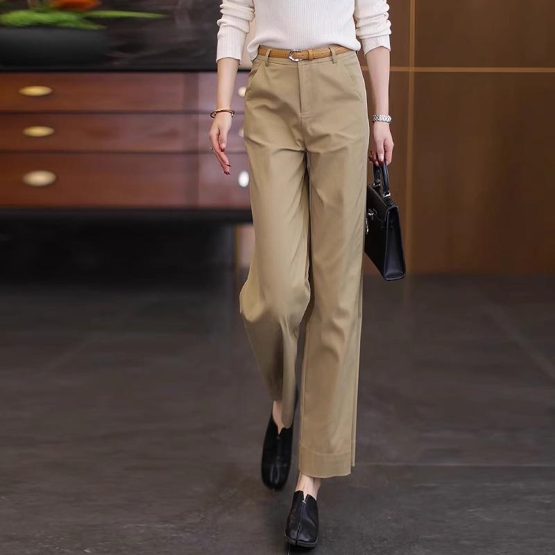 

Women s Khaki Tencel Cotton Cropped Wide-Leg Pants - 2025 Spring/Summer Loose Fashion Straight-Leg Trousers 3XL - 135-145 lbs