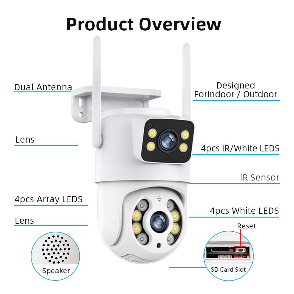 8MP V380 Pro Outdoor Waterproof CCTV Camera WIFI Wireless Dual Lens with Dual Screen Night Vision