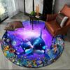 Underwater World Round Carpet Cartoon Seabed Fish Dolphin Area Rug for Living Room Bedroom Decor Non-slip Ocean Animal Floor Mat