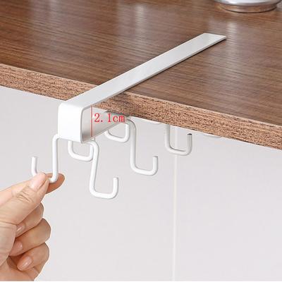 Suporte para Copos com 10 Ganchos Pendurar Armário de Cozinha Sob Prateleira Organizador Rack de Armazenamento Ferro Multifuncional Gancho para Armazenamento de Utensílios de Cozinha