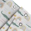 Cute Cartoon Alligator Printed Shower Curtain Waterproof Bathroom Decor Fabric For Kids Bathrooms Green Rainbow Set 180X200Cm