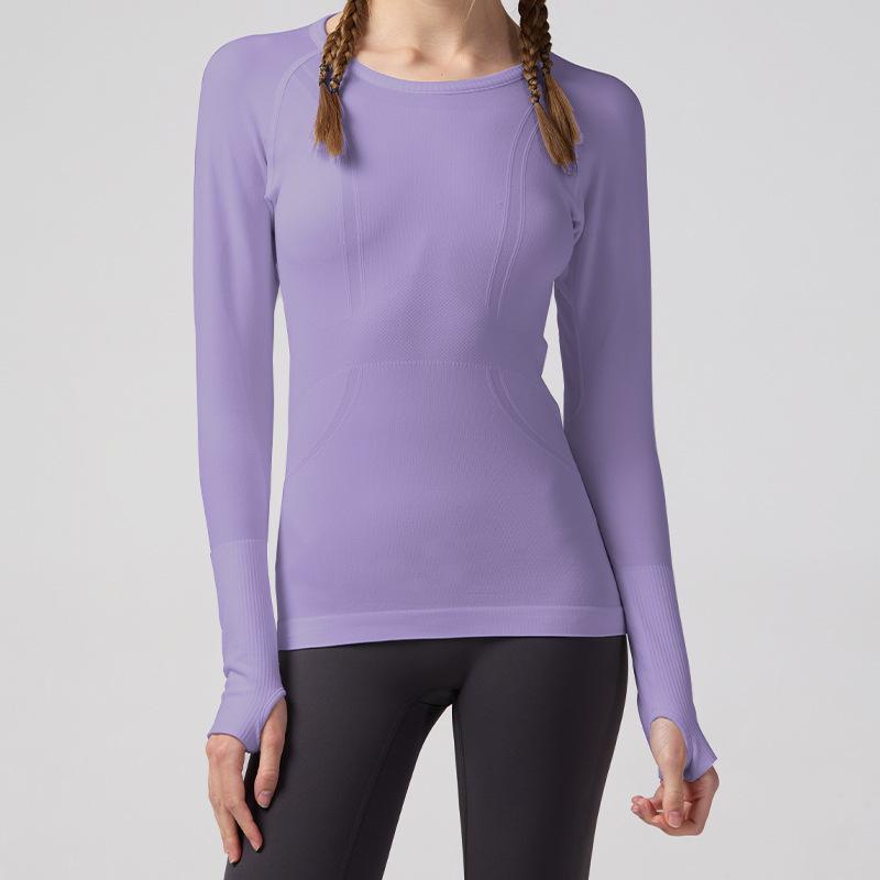 Lulu Women's Seamless Slim Fit Long Sleeve Yoga Top - Breathable, Quick-Drying Sportswear for Autumn & Winter Fitness.