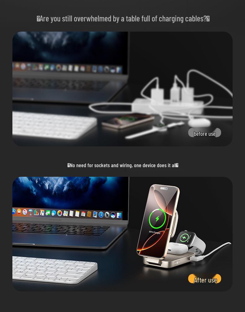 Heavyweight 3-in-1 Qi2 MagSafe Wireless Charger for Apple Phones