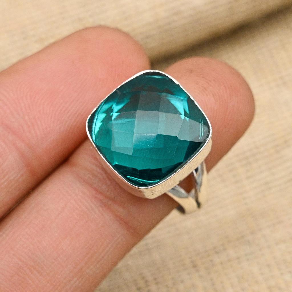 Gorgeous Indicolite Gemstone Handmade 925 Sterling Silver Jewelry Lovely Ring For Her