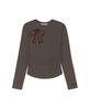 ESCAPEFROM Crayon Ribbon Print Slim Fit Shirred Long Sleeve [4 Colors]