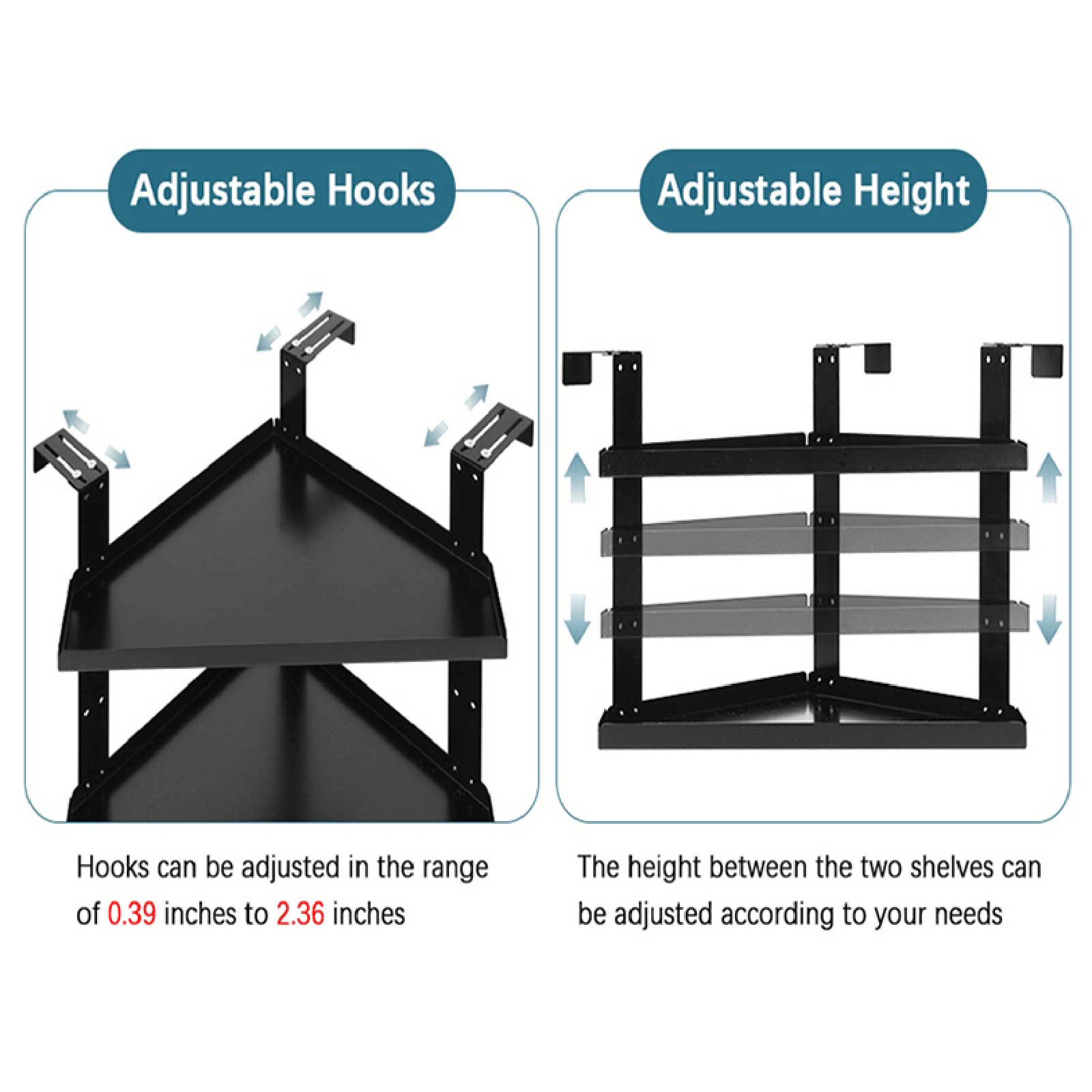 

0A-Storage Organizer Cubicle Shelf Corner Adjustable Height Accessories With Hook One Size чёрный