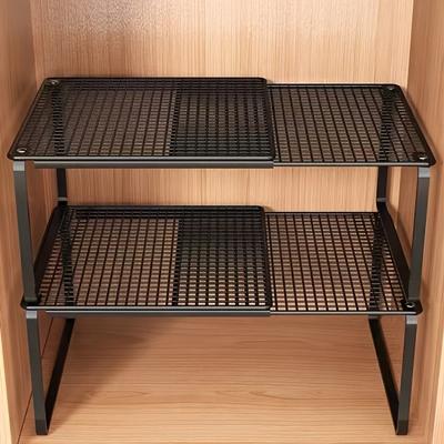 1pc Heavy-Duty Adjustable Closet Shelf Organizer - Height-Adjustable Vertical Storage Rack, Retractable Design, Space-Saving