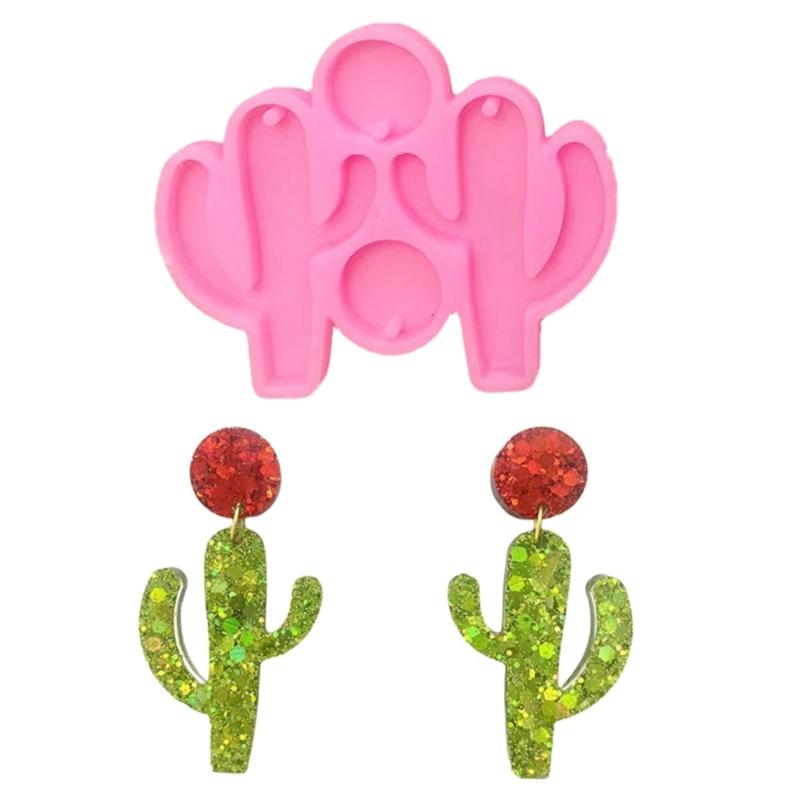 

DIY Crystal Epoxy Resin Mold Cactus Shape Earrings Pendant Silicone Mould Keychain Pendants Mould for Fashionable Lovers M