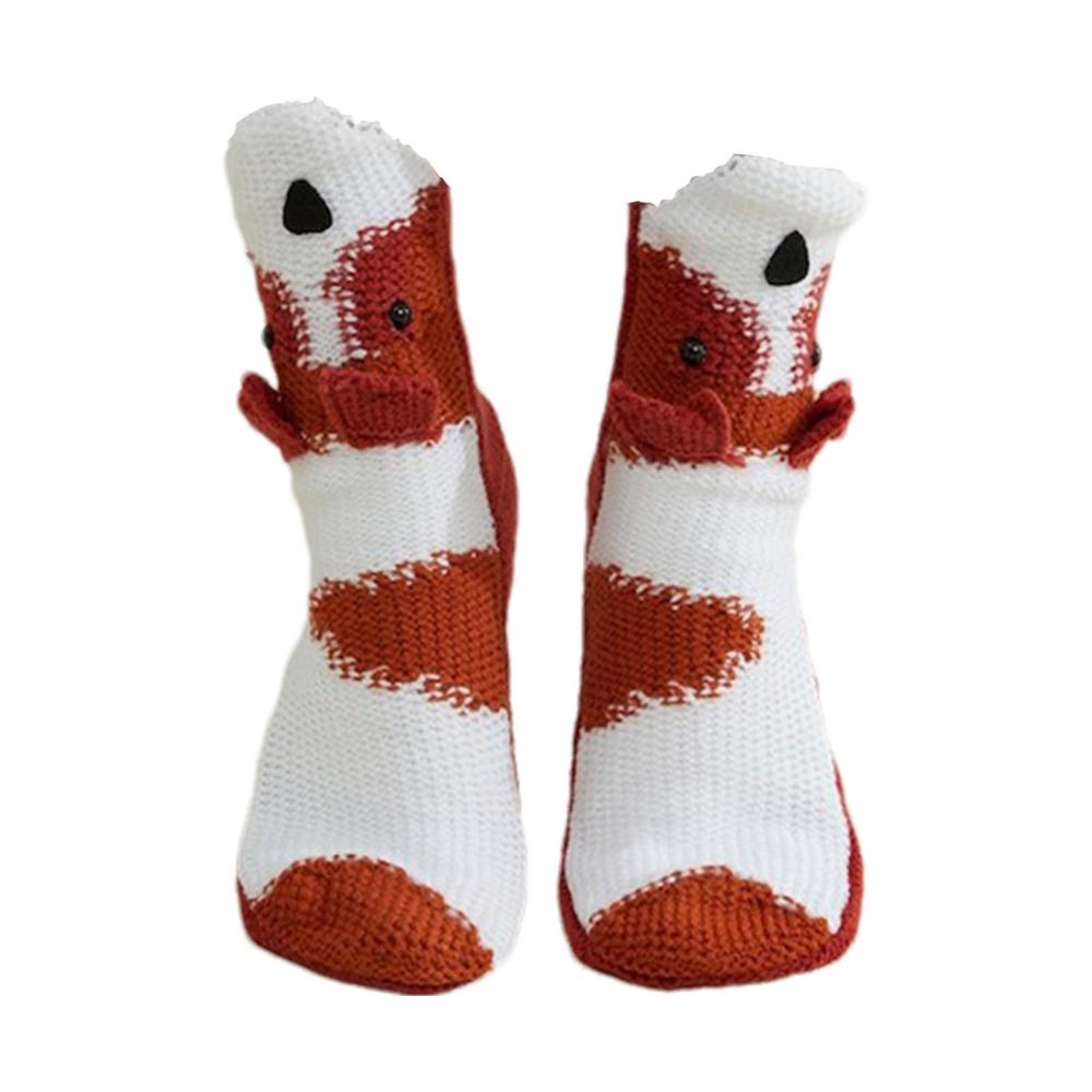 

Knitted Socks Women Stylish Animal Socks Cute Print Casual Feet Clothes Handmade Knitted Winter Warm Foot Costume For Women красный
