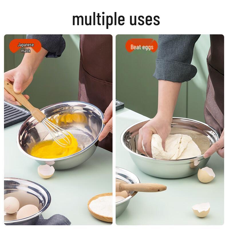 CHAHUA 304 Stainless Steel Flat-Bottom Mixing & Serving Bowl