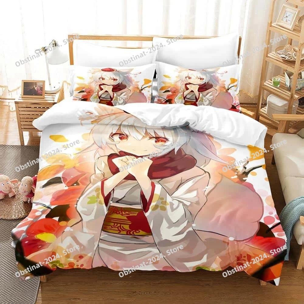 Set Biancheria da Letto Anime 3D Kawaii Ragazze Momiji Inubashiri Singolo Gemello Matrimoniale Queen King Size Set Letto Camera da Letto Adulti Bambini Set Copripiumino