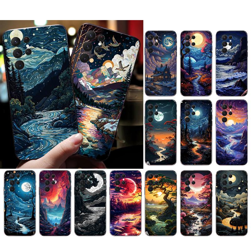 

Чехол для телефона с лунным ночным пейзажем для Samsung S24 S23 S22 S21 S20 Ultra S20 S22 S21 S10E S20 FE S24 Plus S20 FE