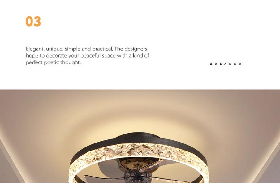 Large Wind Power Ceiling Fan with Light - Invisible Blades, Frequency Conversion for Living and Dining Rooms, Bedrooms
