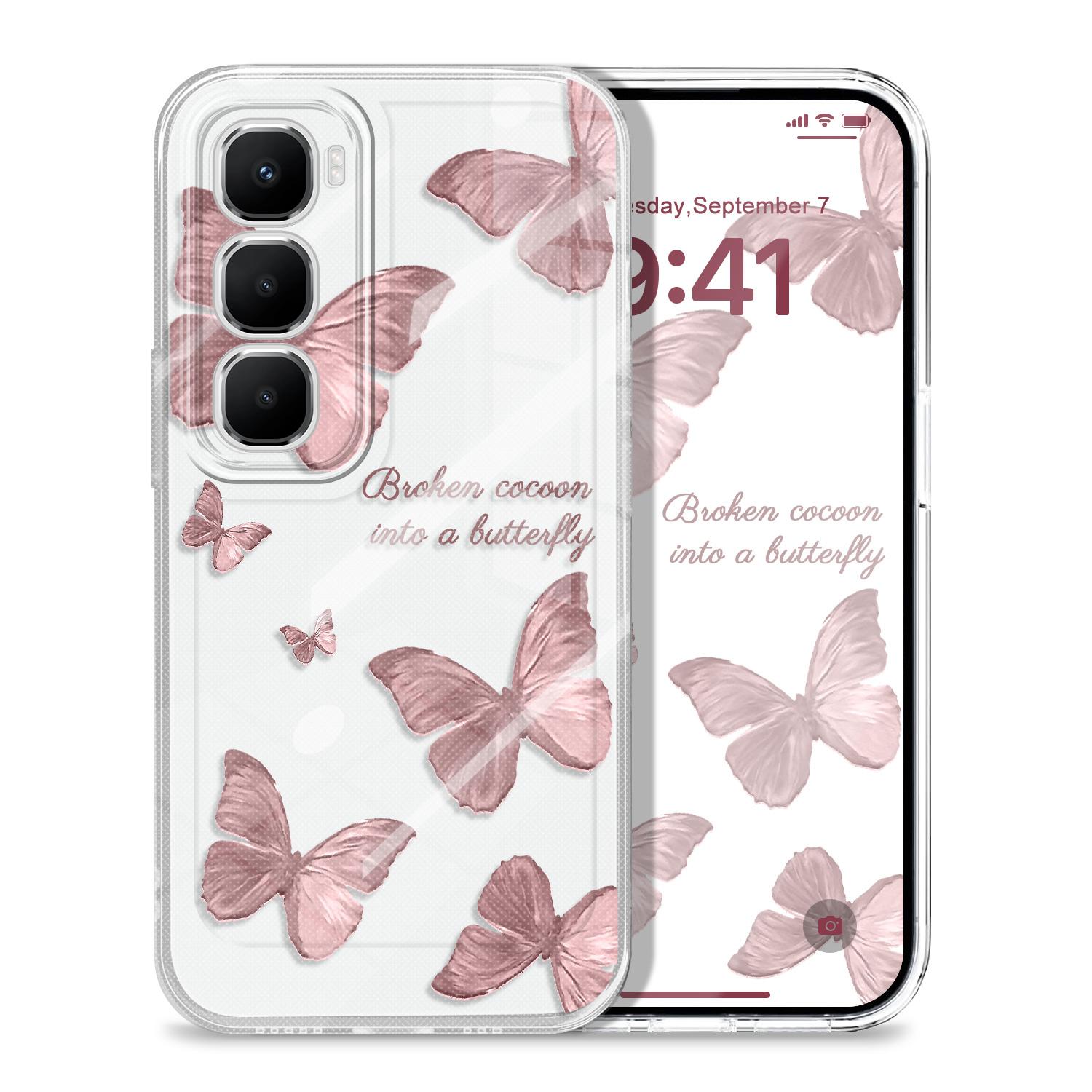 

Retro Butterfly Transparent Phone Case For Infinix Note Hot 60 50 40 30 20 10 Play GT Pro Plus Soft TPU Cover Infinix Note 30 Pro прозорий