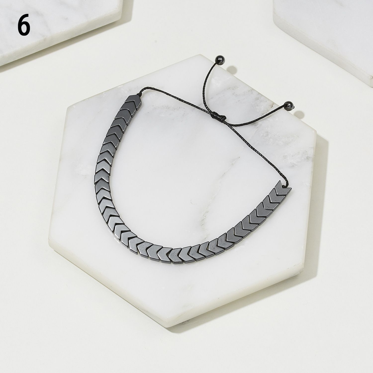 

Унисекс Женский Мужской Браслет для Здоровья Гематит Бусины Регулируемый Браслет из Бусин из Камня Черный Гематит 6