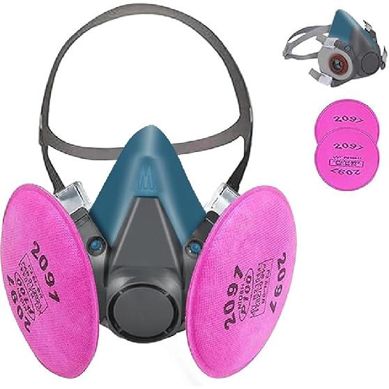 Respirator Mask with Filters, Paint Mask Reusable Welding Face Respirator Mask Blue 1 Set