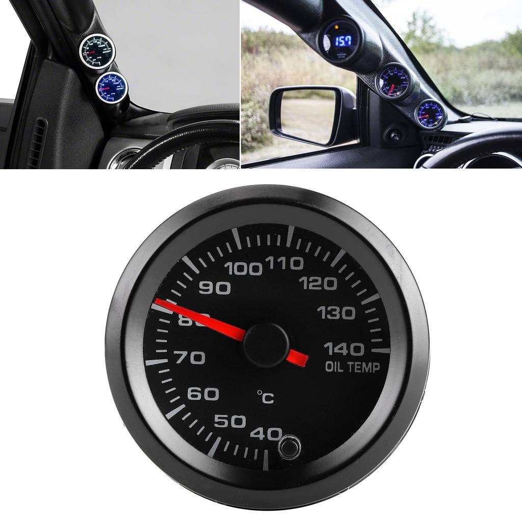 2in 12V Oil Temperature Gauge 40 140 Celsius Display 7 Colors Backlight with Sensor Universal for Car