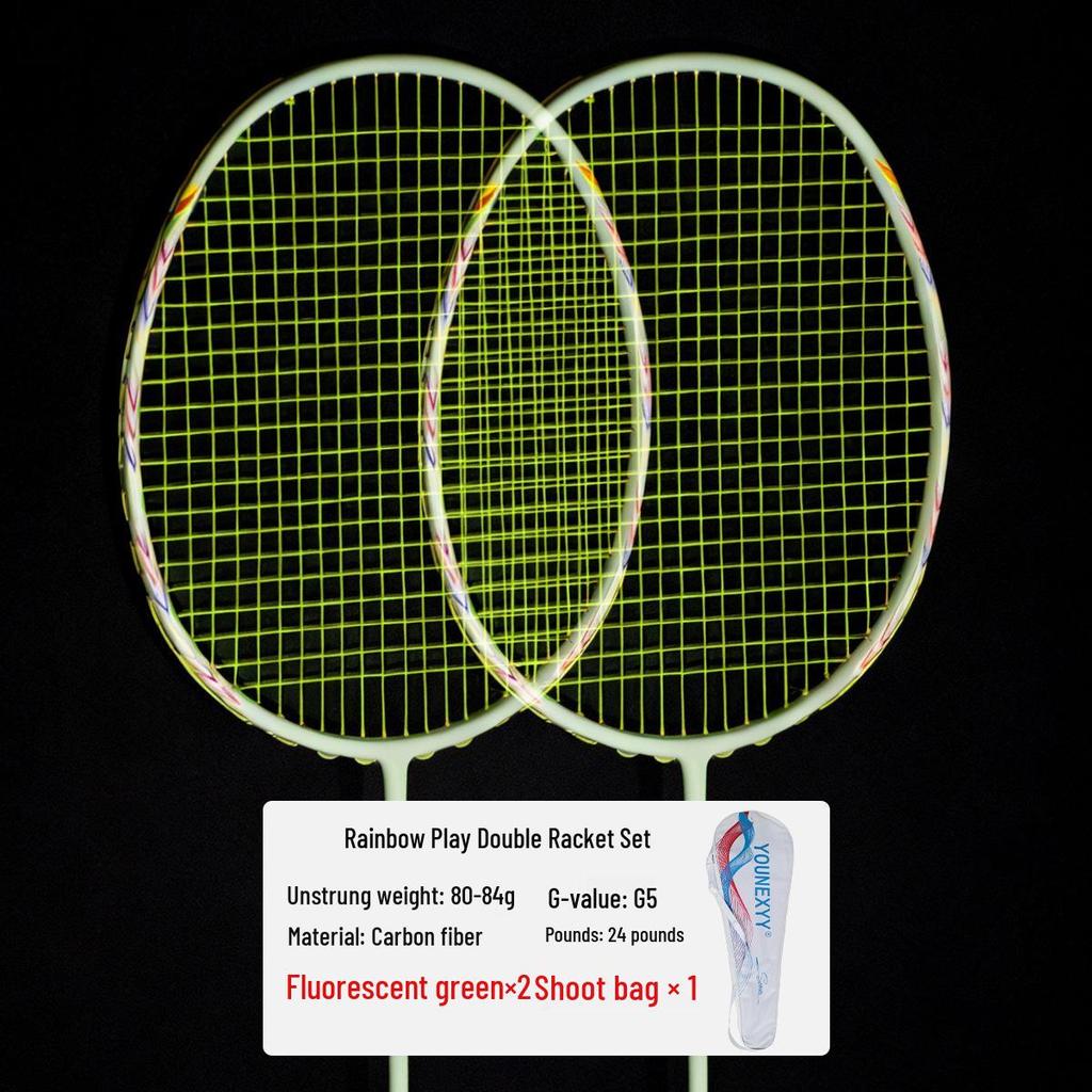 Full Carbon Fiber Badminton Racket Set for Men and Women - Durable, Lightweight, Offensive & Defensive, Professional Adult Singles & Doubles Play