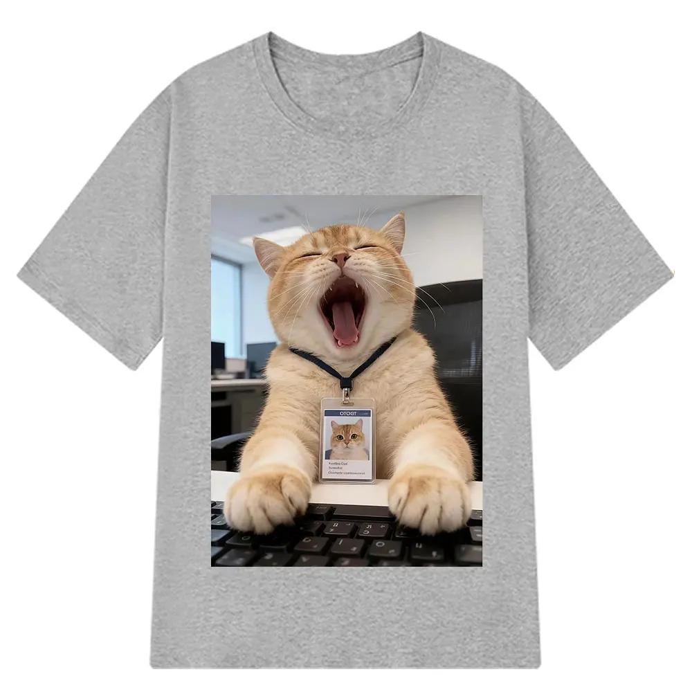 

Funny Office Cat Meme Tshirt Unisex Women Fashion Casual Tshirt Shortsleeved Loose Casual Cotton Harajuku Tshirts Streetwear S