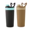 LD LUCIDO DECORE Kombi aus 2 Edelstahl luftdichten, auslaufsicheren, isolierten Protein-Shaker-Flaschen mit Mixer-Feder für Pre-Workout & Fitnessstudio (630 ml, Bl