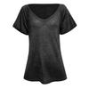 Fashion Womens Summer  V-neck Solid Color Short-sleeved Loose T-shirt Top