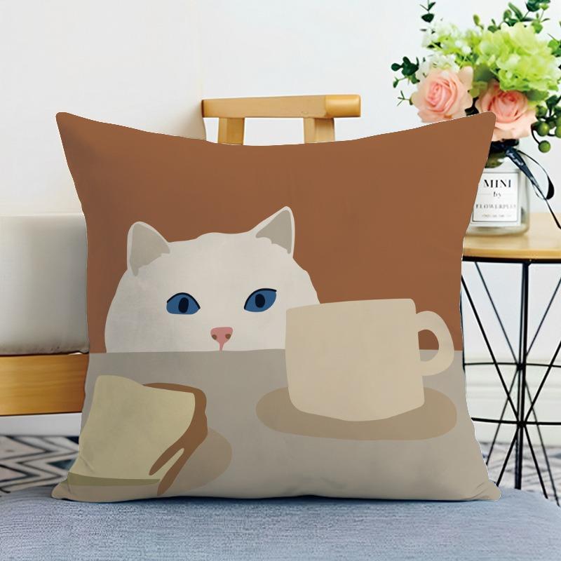 Simple Cute Printed Decorative Pillowcase Bedroom Living Room Square Cushion Pillowcase