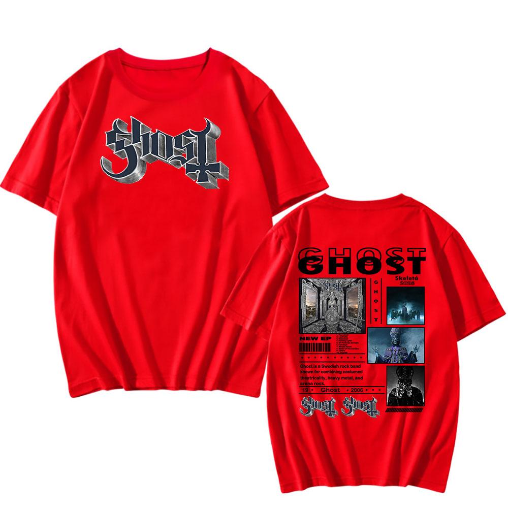 Skeletá Album 2025 New T-shirt Ghost Band Satanized Printing Tshirt Heavy Mental Fashion Summer T Shirt Grunge Hip Hop Tees Male