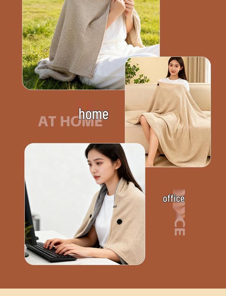 Portable Electric Graphene Heated Shawl Blanket - Mobile Charging for Winter Warmth
