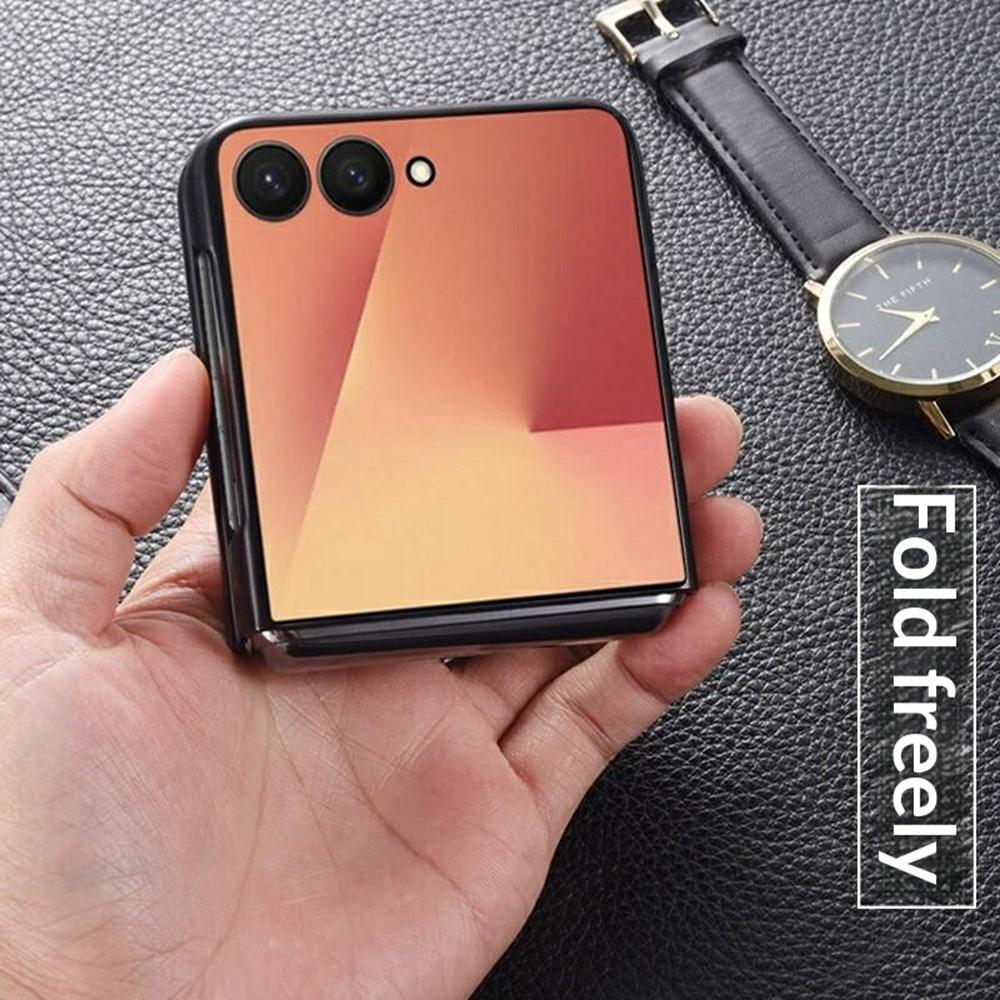For Samsung Galaxy Z Flip7 5G Case X-Patterned TPU PU Leather PC Anti-Drop Phone Cover