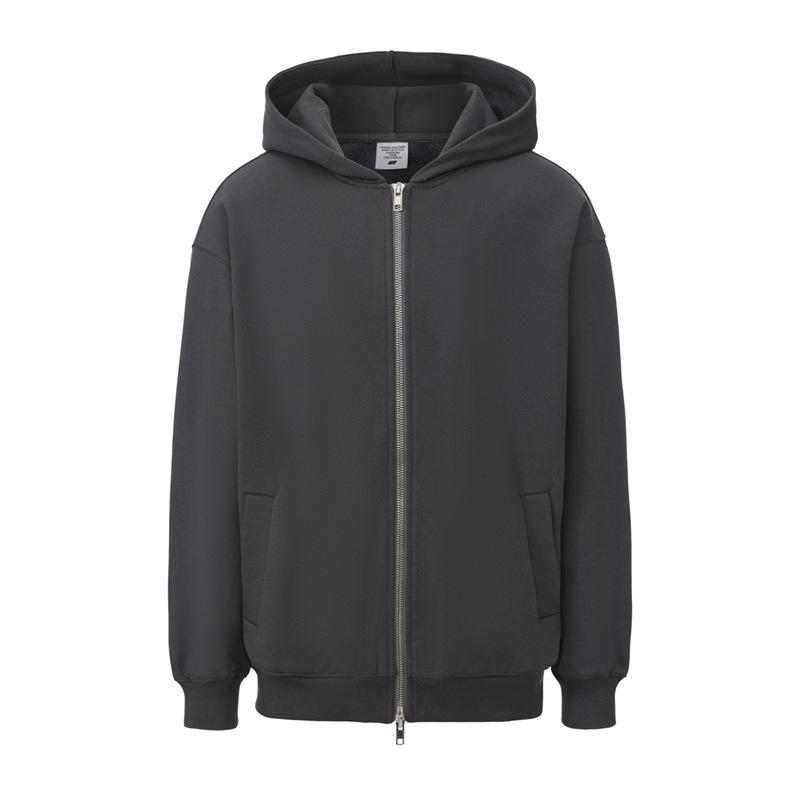 Completo con Felpa con Cappuccio e Pantaloni della Tuta Streetwear Americano 430G Fodera in Pile Collo a Polo Zip-Up Tuta Casual