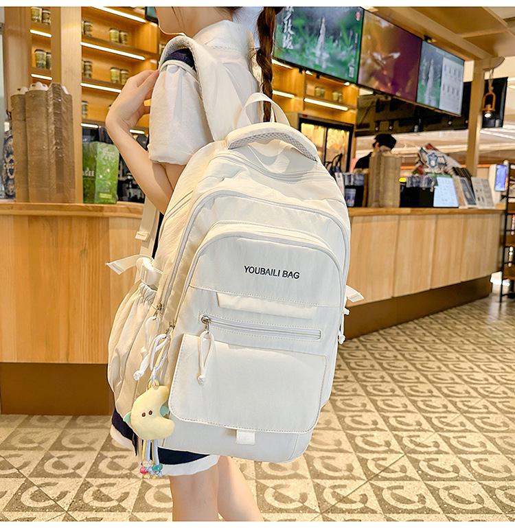 Versatile Candy Color Backpack: Lightweight, Spacious Double Shoulder Bag for Middle and High School Students