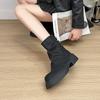 Short boots children's new autumn and winter pleated knight boots thick-soled versatile boots women's pile student boots