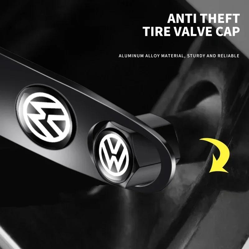 B5 2025 Hot For Volkswagen 5PCS/set Car Wheel Tire Air Valve Caps with Keychain For VW GTI Polo Golf Passat Tiguan Arteon Touare