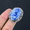 Natural Sodalite Gemstone 925 Sterling Silver Statement Ring Size 8.5 For Women