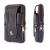 Borsa a tracolla per telefono in vera pelle, Custodia da cintura per telefono da uomo, Marsupio multi-tasca con cerniera, Portacarte, Portafoglio EDC da viaggio a mani libere