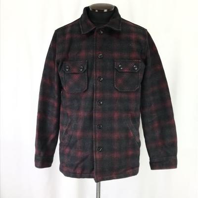 R.P.T RUPERT Wollkariertes CPO Jackenhemd Herren L Rot Schwarz Jacke Pullover cBH619(GEBRAUCHT)