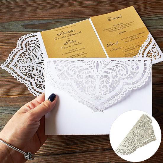 Blommig spetskort Kolstål Skärform Hantverkspappersform DIY Stansmallar