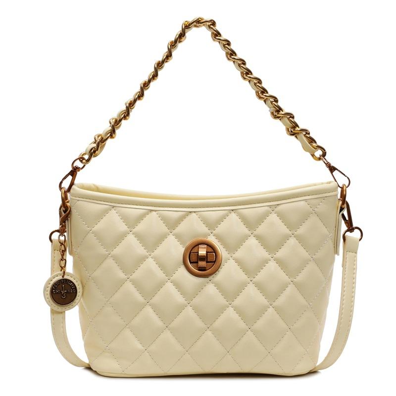 Trendy New High-end Small Fragrant Wind Rhombus Bucket Bag Female Korean Version Dopamine Casual Temperament Commuter Messenger Bag