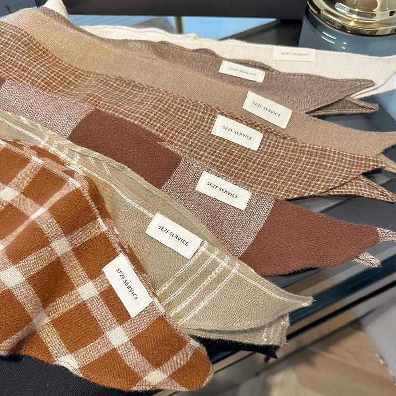 1Pc Acrylic cashmere-like Multi-functional Diamond Shaped Leisure Scarf Versatile Plaid Pattern Solid Color Shawl