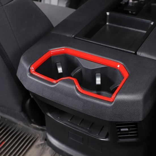 Red Rear Cup Holder Trim Bezel Cover For Toyota Tundra Sequoia -2024