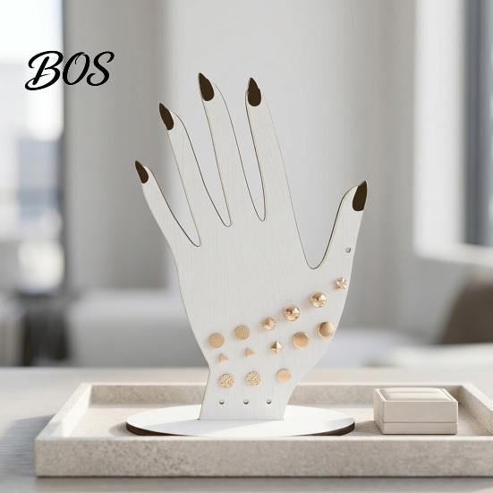 Bracelet And Earring Holder Hand Shape Ring Holder, 2D Wooden Jewelry Display Stand for Retro Rings Necklace, Minimalist Dresser Decor, Decorative