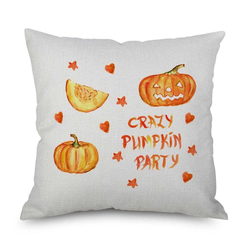 Halloween Linen Pillowcase Pumpkin Plaid Pillow Case for Bedroom Room Aesthetics Pillow Cover Luxury Designer Cushion Cover