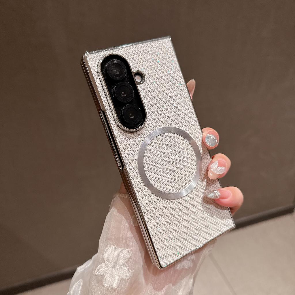Applicable to Samsung Z Fold8 mobile phone case 7/6 glitter plating wireless charging magnetic suction ring 5/4/3 anti-drop protective cover