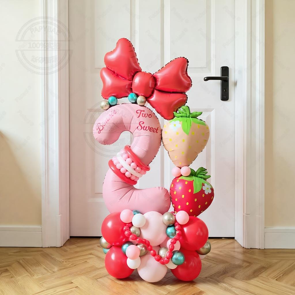 59pcs Strawberry Balloon Garland Set Suitable for Birthday Wedding Anniversary Graduation Ceremony Indoor/outdoor Decorations