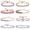 Adjustable Folding Buckle Trendy Purple Zirconia Crystal Tennis Bracelets for Women Dainty Hand Chain Gifts for Female Zircon